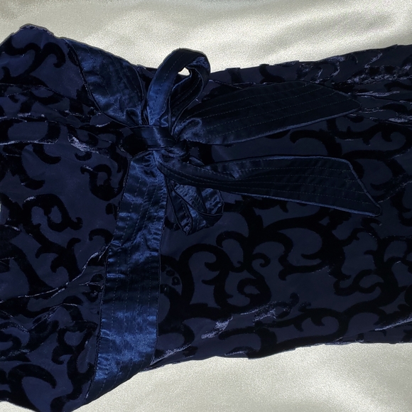 Bebe Blue Crisscross Back Velvet Dress - Picture 3 of 8